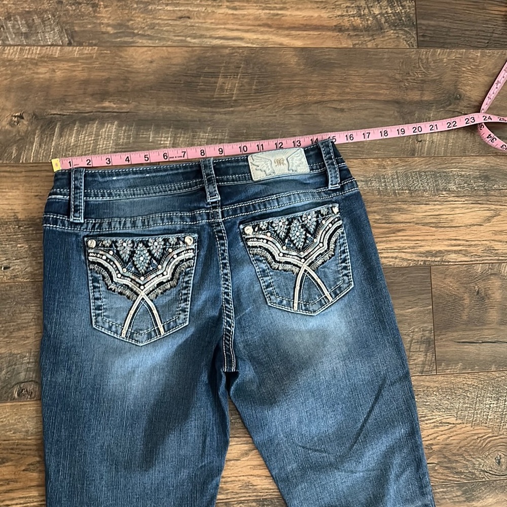 Miss Me Blue Boot Cut Jeans with Decorative Stitching
